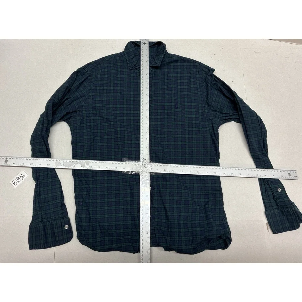 Polo Ralph Lauren Slim Fit Blackwatch Plaid Flannel Shirt Mens Medium Navy Green